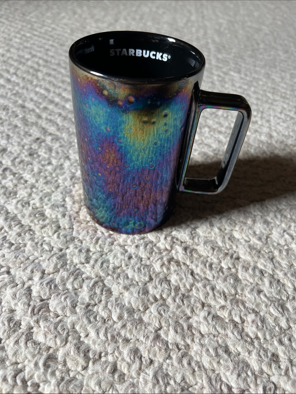EUC Starbucks 2021 iridescent oil slick textured mug.